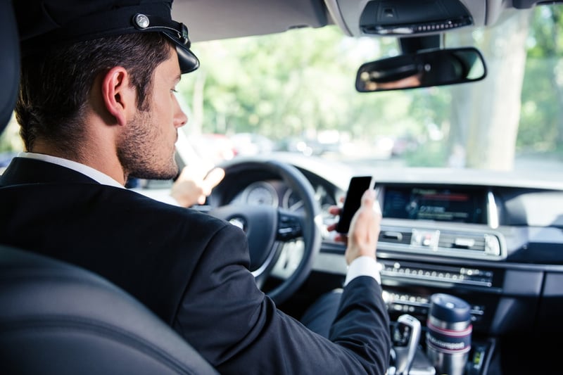 Portrait of chauffeur driving car